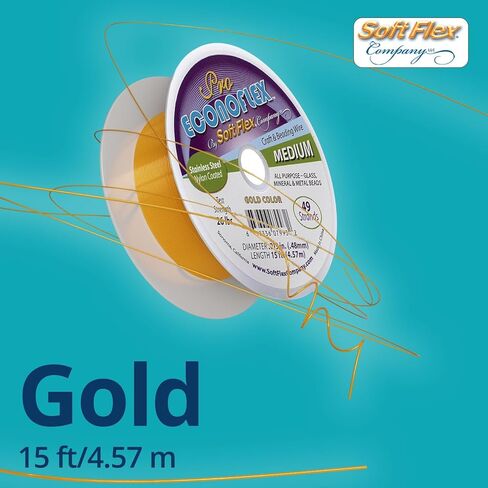 Soft Flex Econoflex Beading Wire - 49 Strand Flexible Braided - Hobby Wire for Crafting .014 Fine Diameter, 15 ft in Saudi Arabia