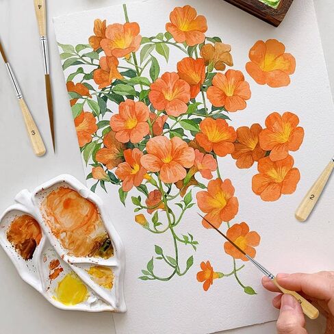 5 قطع من فرش تحديد العيون الطويلة - فرش طلاء بتفاصيل شعر أذن الثور ذات نقاط رفيعة طويلة جدًا | مقلمة، مخطط التمرير للألوان المائية والأكريليك والزيت والفنانين المحترفين in Kuwait