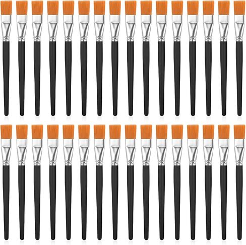 40 Pcs 1 Inch Flat Paint Brushes for Acrylic Painting Watercolor Large Acrylic Paint Brush Artist Painting Brush with Wooden Handles for Acrylic, Watercolor, Oil, Crafts, Face Body Art, Black in Saudi Arabia