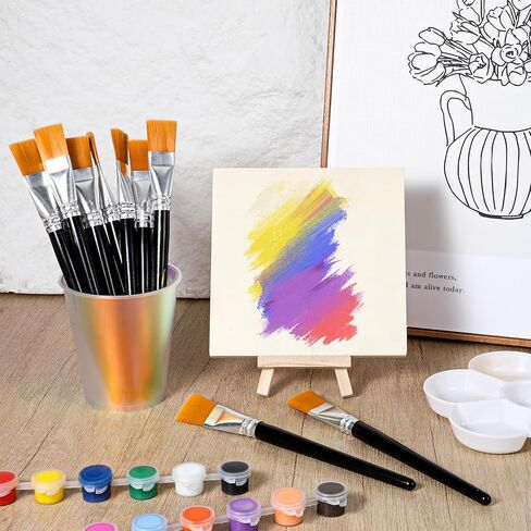 40 Pcs 1 Inch Flat Paint Brushes for Acrylic Painting Watercolor Large Acrylic Paint Brush Artist Painting Brush with Wooden Handles for Acrylic, Watercolor, Oil, Crafts, Face Body Art, Black in Saudi Arabia