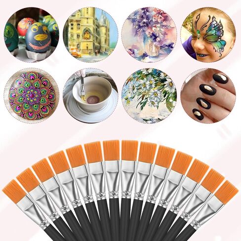 40 Pcs 1 Inch Flat Paint Brushes for Acrylic Painting Watercolor Large Acrylic Paint Brush Artist Painting Brush with Wooden Handles for Acrylic, Watercolor, Oil, Crafts, Face Body Art, Black in Saudi Arabia
