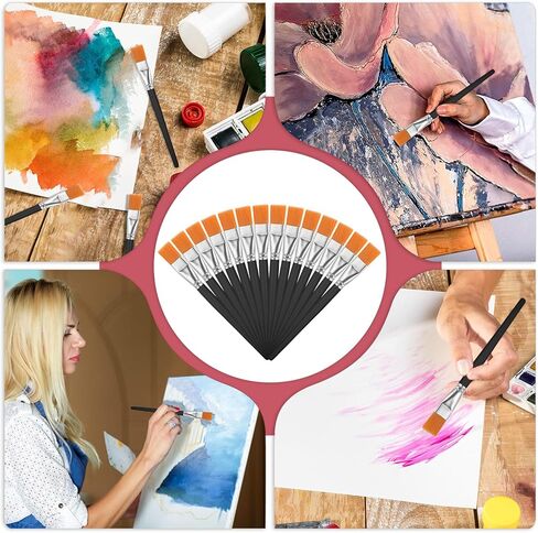 40 Pcs 1 Inch Flat Paint Brushes for Acrylic Painting Watercolor Large Acrylic Paint Brush Artist Painting Brush with Wooden Handles for Acrylic, Watercolor, Oil, Crafts, Face Body Art, Black in Saudi Arabia