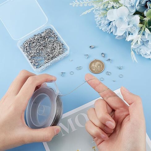 130 Feet 7 Strand Stainless Steel Beading Wire 0.6mm, with 200pcs Jump Rings, 200pcs Crimp Beads, 100pcs Bead Tips and 30pcs Lobster Claw Clasps for Jewelry Making in Saudi Arabia