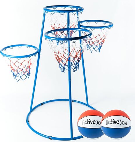 Activejoy- 4 Hoop Basketball Set - Toddler Basketball Hoop Indoor - Outdoor Play Preschool - +3 Years Old Toy. Includes 2 Balls and air Pump in Saudi Arabia