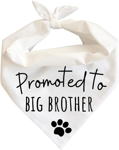Promoted to Big Brother Dog Bandana White Cotton Baby Pregnancy Announcement pet Scarf Sign Puppy Gift (Large) in Saudi Arabia