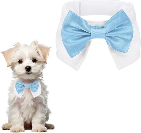 Dog Bow Tie, Tuxedo Bowtie with Adjustable Collar Cute Pet Collar Elegant Bowtie with Hook and Loop (Cotton, S, Light Blue), for Pet Wedding Bandana Birthdays Gift Party in Saudi Arabia