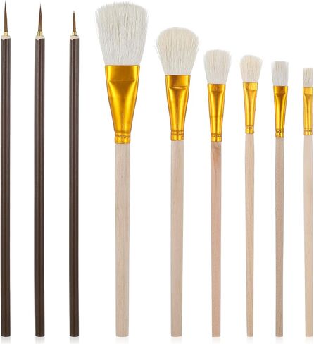 TIESOME 9 Pcs Glaze Brushes for Pottery, Assorted Mop Brushes for Acrylic & Oil Painting, Ceramic Pottery Glaze Brush for Blending, Watercolor Detail & Glazes Application, Comfortable Grip in Saudi Arabia