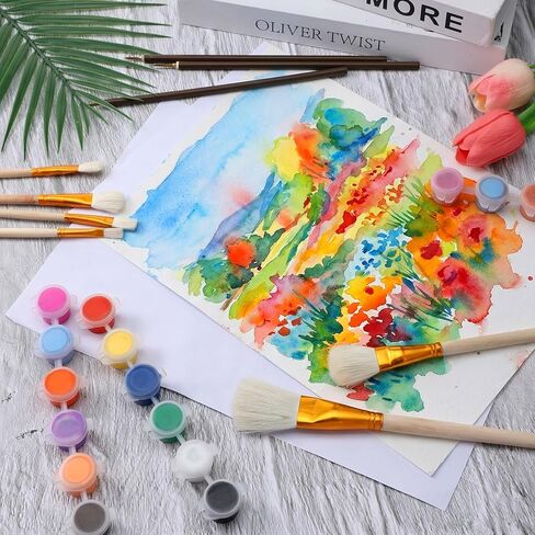 TIESOME 9 Pcs Glaze Brushes for Pottery, Assorted Mop Brushes for Acrylic & Oil Painting, Ceramic Pottery Glaze Brush for Blending, Watercolor Detail & Glazes Application, Comfortable Grip in Saudi Arabia