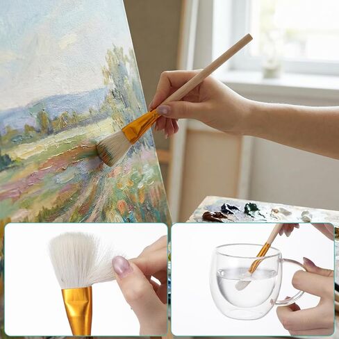TIESOME 9 Pcs Glaze Brushes for Pottery, Assorted Mop Brushes for Acrylic & Oil Painting, Ceramic Pottery Glaze Brush for Blending, Watercolor Detail & Glazes Application, Comfortable Grip in Saudi Arabia