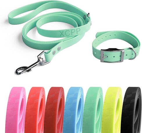 مجموعة طوق ومقود للكلاب بطول 4.2 قدم، مقاود أطواق للحيوانات الأليفة مقاومة للماء وقابلة للتعديل من مادة PVC، سهلة التنظيف، تأثير مكعب ثلاثي الأبعاد على السطح، مقود للكلاب الصغيرة، أخضر فاتح in Kuwait