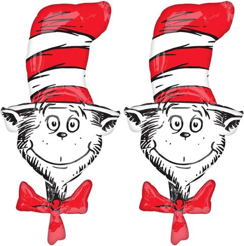Set of 2 Dr Seuss Cat in the Hat Jumbo 42" Foil Baby Shower Birthday Book Balloons by Anagram in Saudi Arabia