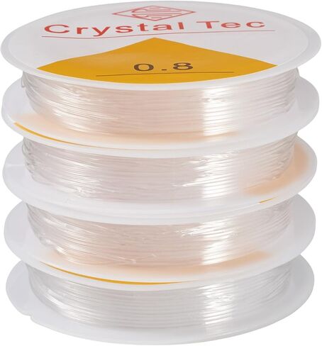 4 Rolls 0.5mm Crystal Elastic Stretch Thread Cord for Bracelets String Round Clear Elastic Stretchy Bracelet Beading Thread Rope for DIY Necklace Jewelry Making Beading Craft, 16.4 Yards(15m)/roll in Saudi Arabia