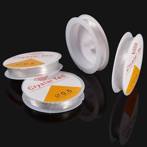 4 Rolls 0.5mm Crystal Elastic Stretch Thread Cord for Bracelets String Round Clear Elastic Stretchy Bracelet Beading Thread Rope for DIY Necklace Jewelry Making Beading Craft, 16.4 Yards(15m)/roll in Saudi Arabia