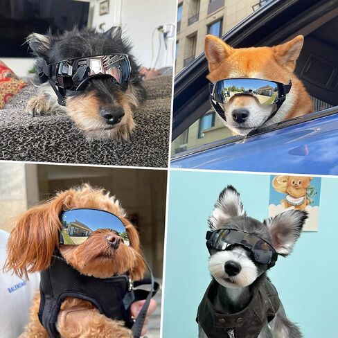 Dog Goggles for Small Dog Doggy Goggles with Adjustable Straps Anti-UV Doggie Sunglasses Windproof Eye Protection Pet Sunglasses to Small Breed, Silver in Saudi Arabia