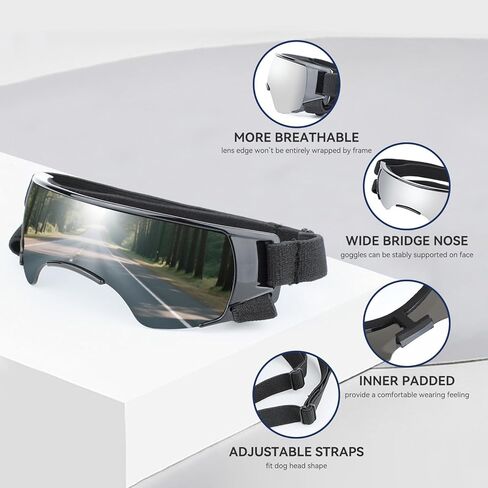 Dog Goggles for Small Dog Doggy Goggles with Adjustable Straps Anti-UV Doggie Sunglasses Windproof Eye Protection Pet Sunglasses to Small Breed, Silver in Saudi Arabia