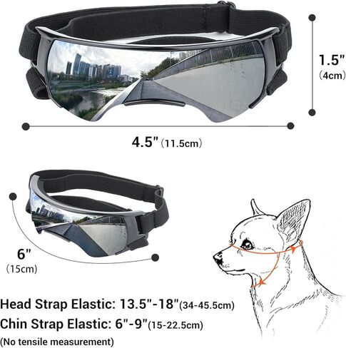 Dog Goggles for Small Dog Doggy Goggles with Adjustable Straps Anti-UV Doggie Sunglasses Windproof Eye Protection Pet Sunglasses to Small Breed, Silver in Saudi Arabia