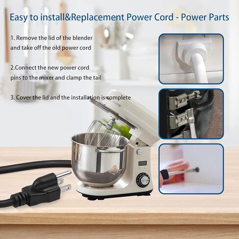 سلك طاقة للخلاط W11545825 متين لخلاط KitchenAid W10325328 4176068 3020052 لخلاط الدوامة 9701025 W11396625 W10325327 W11359518 W10164883 in Saudi Arabia