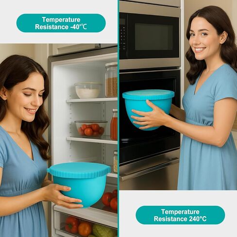 Upgraded 4.5-5QT Silicone Bowl Liners for KitchenAid Mixer, Thick Design with Pour Spout, Measurement Marks & Hanging Holes for Easy Storage, 3-Pack with Lids, No-Spill & Space-Saving in Saudi Arabia