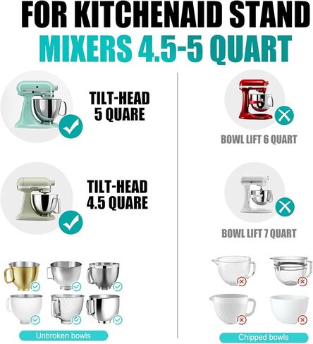Upgraded 4.5-5QT Silicone Bowl Liners for KitchenAid Mixer, Thick Design with Pour Spout, Measurement Marks & Hanging Holes for Easy Storage, 3-Pack with Lids, No-Spill & Space-Saving in Saudi Arabia