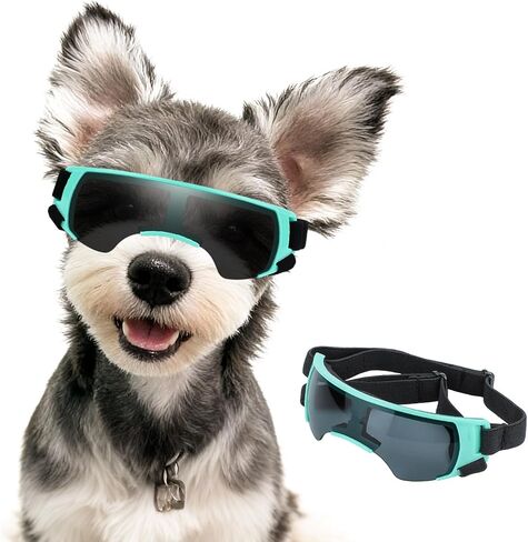 Dog Goggles for Small Dog Doggy Goggles with Adjustable Straps Anti-UV Doggie Sunglasses Windproof Eye Protection Pet Sunglasses to Small Breed, Silver in Saudi Arabia