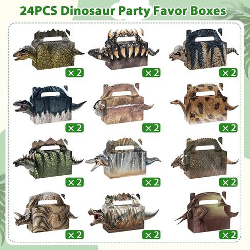 24PCS Dinosaur Party Favor Box Dino Theme Birthday Party Favor Boxes for Dinosaur Park World Parties Supplies Treat Bags Boxes for Kids Dino Theme Birthday Presents Decorations, Serves 24 Guests in Saudi Arabia