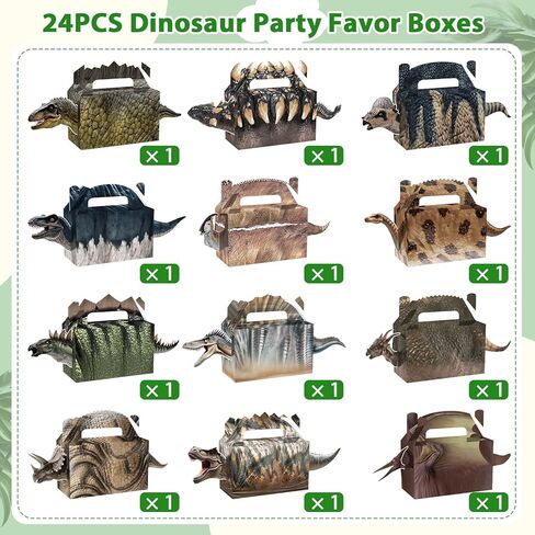 24PCS Dinosaur Party Favor Box Dino Theme Birthday Party Favor Boxes for Dinosaur Park World Parties Supplies Treat Bags Boxes for Kids Dino Theme Birthday Presents Decorations, Serves 24 Guests in Saudi Arabia