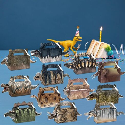 24PCS Dinosaur Party Favor Box Dino Theme Birthday Party Favor Boxes for Dinosaur Park World Parties Supplies Treat Bags Boxes for Kids Dino Theme Birthday Presents Decorations, Serves 24 Guests in Saudi Arabia