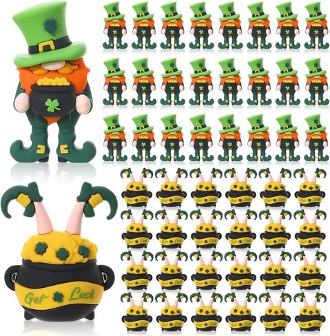 50Pcs St. Patrick's Day Mini Gnomes Mini Leprechaun Figurines 2 Styles Tiny Leprechaun Figures Miniature Shamrock Dwarf Irish Gnomes for Party Favor Gifts Home Garden Table Decor in Saudi Arabia