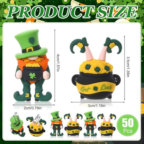 50Pcs St. Patrick's Day Mini Gnomes Mini Leprechaun Figurines 2 Styles Tiny Leprechaun Figures Miniature Shamrock Dwarf Irish Gnomes for Party Favor Gifts Home Garden Table Decor in Saudi Arabia