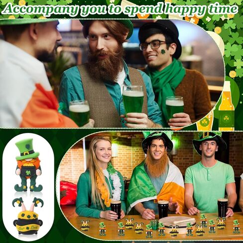 50Pcs St. Patrick's Day Mini Gnomes Mini Leprechaun Figurines 2 Styles Tiny Leprechaun Figures Miniature Shamrock Dwarf Irish Gnomes for Party Favor Gifts Home Garden Table Decor in Saudi Arabia