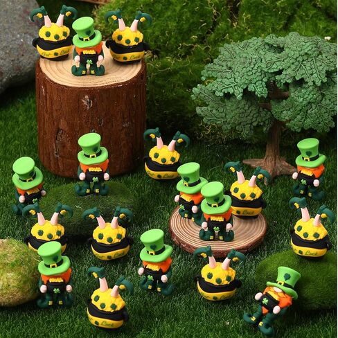 50Pcs St. Patrick's Day Mini Gnomes Mini Leprechaun Figurines 2 Styles Tiny Leprechaun Figures Miniature Shamrock Dwarf Irish Gnomes for Party Favor Gifts Home Garden Table Decor in Saudi Arabia