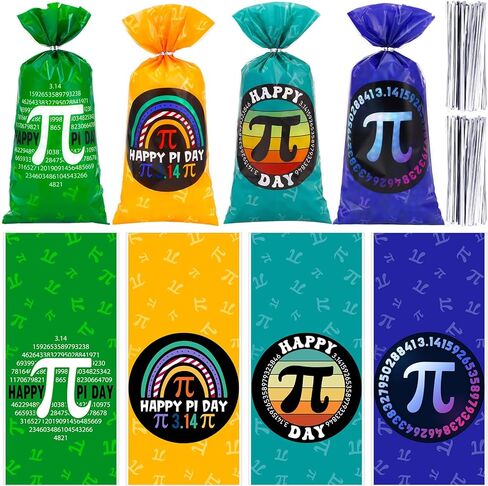 100 قطعة من حقائب هدايا Pi Day مع ربطات عنق من Glenmal، أكياس سيلوفان لحفلات Pi Day Math Favors، أكياس حلوى الرياضيات مقاس 10.8 × 5 بوصة لمناسبات الفصل الدراسي والمدرسة في 14 مارس in Kuwait