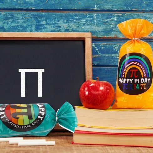 100 قطعة من حقائب هدايا Pi Day مع ربطات عنق من Glenmal، أكياس سيلوفان لحفلات Pi Day Math Favors، أكياس حلوى الرياضيات مقاس 10.8 × 5 بوصة لمناسبات الفصل الدراسي والمدرسة في 14 مارس in Kuwait