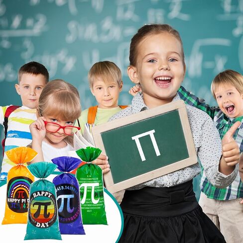 100 قطعة من حقائب هدايا Pi Day مع ربطات عنق من Glenmal، أكياس سيلوفان لحفلات Pi Day Math Favors، أكياس حلوى الرياضيات مقاس 10.8 × 5 بوصة لمناسبات الفصل الدراسي والمدرسة في 14 مارس in Kuwait