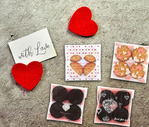 Valentine's Day Cookie Bags, Resealable Hearts Cellophane Plastic Cookie Bakery Candy Treat Gift Bags with Self Adhesive Seal, 400 PCS (4 x 4) Inches in Saudi Arabia