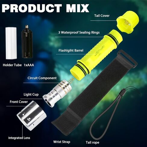 Scuba Diving Flashlight, 3000 Lumens XHP70 LED Dive Light, IPX8 Waterproof Underwater Flashlight Dive Torch with Magnetic Switch, 3 Modes for Diving, Exploration, Camping, and Emergencies in Saudi Arabia