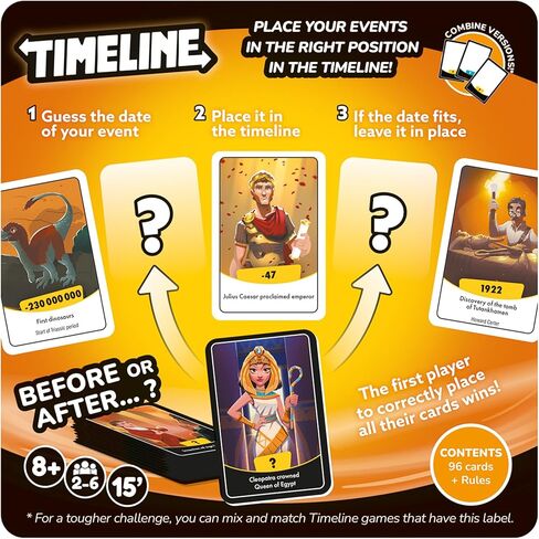 لعبة بطاقات الجدول الزمني Asmodee (تحديث 2025) - لعبة تاريخ تعليمي ممتعة وتوافه للعائلات والأصدقاء، ضع الأحداث بترتيب زمني، للأعمار من 8 سنوات فما فوق، 2-6 لاعبين، وقت لعب لمدة 15 دقيقة in Saudi Arabia