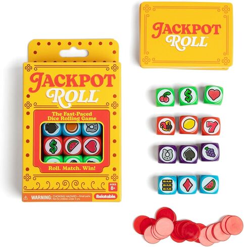 Jackpot Roll by Relatable – A Fast Paced Casino Themed Dice Game for Easter Family Game Night, Easter Basket Stuffers for Kids, Includes 20 Betting Tokens, 50 Cards, 12 Dice and Instructions in Saudi Arabia