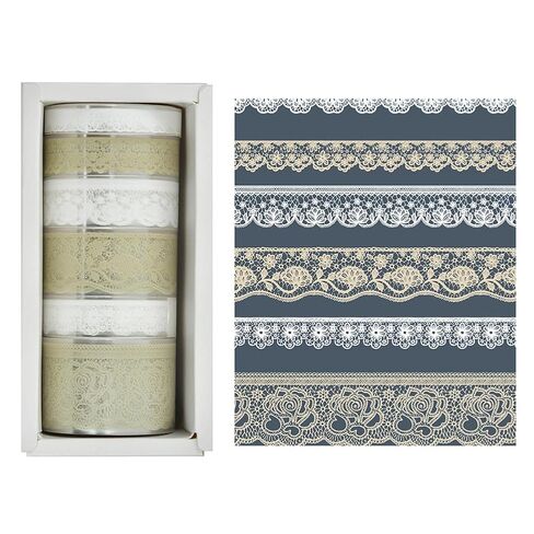 6 Rolls Lace Patterns Washi Tape Set DIY Craft Floral Arts Decorative Tape Adhesive Transparent Masking Tapes for Scrapbook in Saudi Arabia