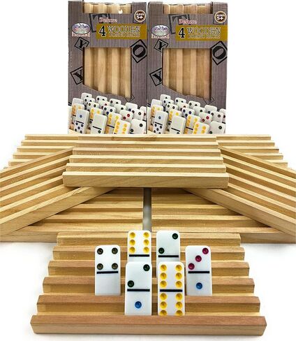 Matty's Toy Stop Deluxe Solid Wood Domino Trays (4 Count) Game Bundle - 2 Pack (8 Trays Total) in Saudi Arabia