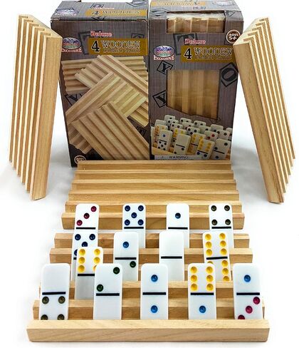 Matty's Toy Stop Deluxe Solid Wood Domino Trays (4 Count) Game Bundle - 2 Pack (8 Trays Total) in Saudi Arabia