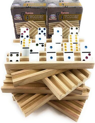 Matty's Toy Stop Deluxe Solid Wood Domino Trays (4 Count) Game Bundle - 2 Pack (8 Trays Total) in Saudi Arabia