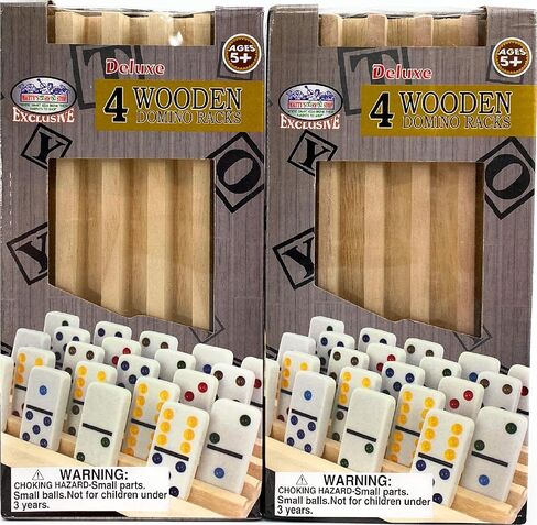 Matty's Toy Stop Deluxe Solid Wood Domino Trays (4 Count) Game Bundle - 2 Pack (8 Trays Total) in Saudi Arabia