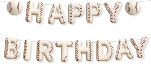 Sport Birthday Banner, 3D Sport Theme Happy Birthday Banner Decoration Funny Ball Themed Party Supplies Suitable for Kids Teenagers Adults (Baseball) in Saudi Arabia