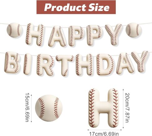 Sport Birthday Banner, 3D Sport Theme Happy Birthday Banner Decoration Funny Ball Themed Party Supplies Suitable for Kids Teenagers Adults (Baseball) in Saudi Arabia