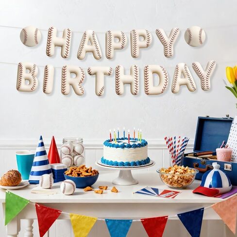 Sport Birthday Banner, 3D Sport Theme Happy Birthday Banner Decoration Funny Ball Themed Party Supplies Suitable for Kids Teenagers Adults (Baseball) in Saudi Arabia