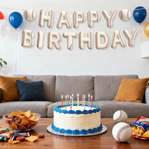 Sport Birthday Banner, 3D Sport Theme Happy Birthday Banner Decoration Funny Ball Themed Party Supplies Suitable for Kids Teenagers Adults (Baseball) in Saudi Arabia