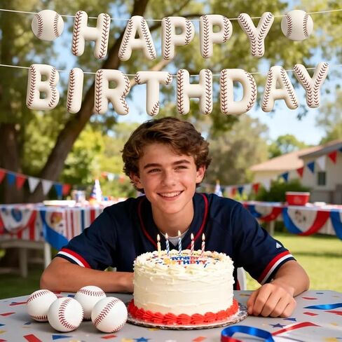 Sport Birthday Banner, 3D Sport Theme Happy Birthday Banner Decoration Funny Ball Themed Party Supplies Suitable for Kids Teenagers Adults (Baseball) in Saudi Arabia