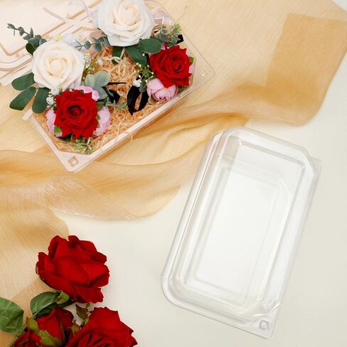 Yaomiao Corsage Boxes Clear Flower Box 9 x 6 x 5 Inches Valentines Plastic Floral Boutonniere Craft Container Large Corsage Supplies for Roses Orchid Flowers Prom Wedding Gift Valentines in Saudi Arabia