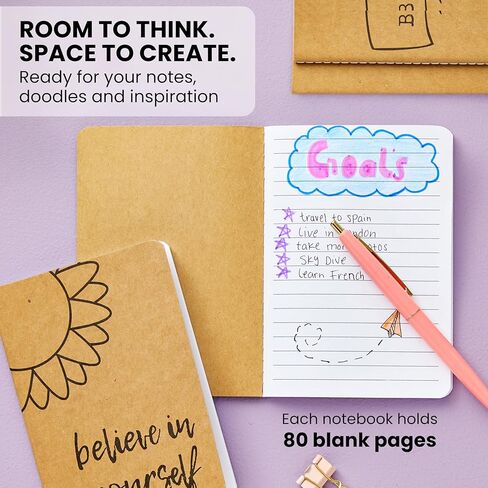 Paper Junkie Kraft Notebooks Bulk, 80 Lined Pages, 4 x 5.75 in Mini Journals for Writing, Drawing, Doodling, Student Gifts, Teacher Appreciation, Classroom Supplies, Small Notebook Set - 48 Pack in Saudi Arabia